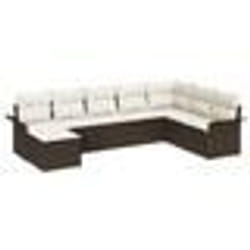 vidaXL Ensemble de canapé de jardin 8 pièces avec coussins en poly rotin marron