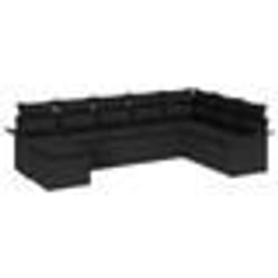 vidaXL Canapé de jardin 8 pièces avec coussins Noir Poly Rotin