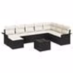 vidaXL Set de canapé de jardin 8 pièces avec coussins en rotin poly brun