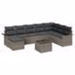 vidaXL Ensemble de Canapés de Jardin 8 Pièces avec Coussins Gris Poly Rattan