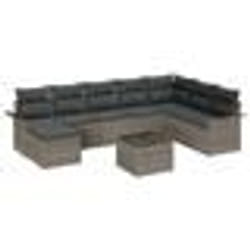 vidaXL Ensemble de Canapés de Jardin 8 Pièces avec Coussins Gris Poly Rattan