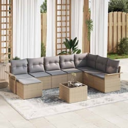 vidaXL Ensemble de Canapé de Jardin de 9 pièces avec coussins en Rattan Poly Noir