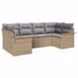 vidaXL Ensemble de canapé de jardin 6 pièces avec coussins Beige Rotin Poly