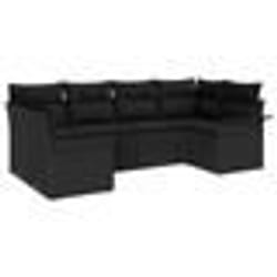 vidaXL Ensemble de 6 pièces de Canapé de Jardin avec Coussins Noir Poly Rattan