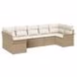 vidaXL Ensemble de Canapé de Jardin 7 pièces avec coussins en poly rattan beige