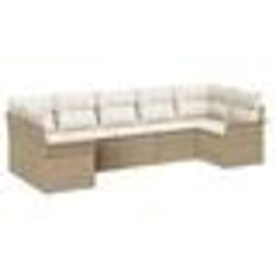 vidaXL Ensemble de Canapé de Jardin 7 pièces avec coussins en poly rattan beige