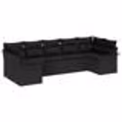 vidaXL Ensemble de Canapé de Jardin 7 Pièces avec Coussins Noirs en Poly Rotin