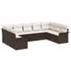 vidaXL Ensemble de Canapés de Jardin 9 Pièces avec Coussins Marron Rotin Poly