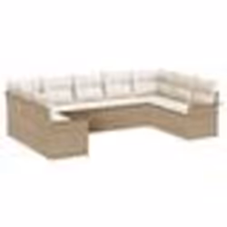 vidaXL Ensemble de canapé de jardin 9 pièces avec coussins beige poly rattan