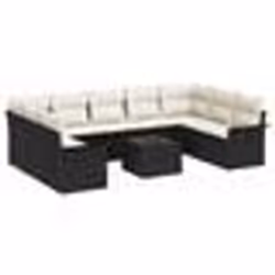 vidaXL Ensemble de Canapé de Jardin 9 Pièces avec Coussins Rattan Poly Marron
