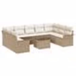vidaXL Ensemble de Canapé de Jardin de 10 Pièces avec Coussins Marron Poly Rattan