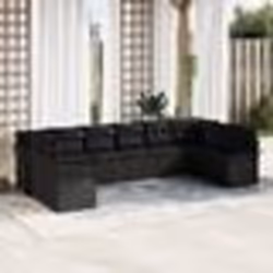 vidaXL Ensemble de canapé de jardin de 10 pièces avec coussins en rotin noir poly