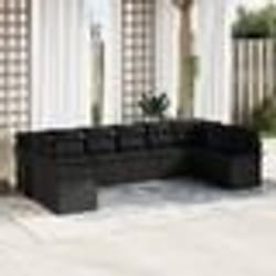 vidaXL Ensemble de canapé de jardin de 10 pièces avec coussins en rotin noir poly