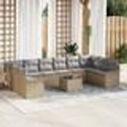 vidaXL Set de 11 pièces de canapé de jardin avec coussins en poly rotin noir