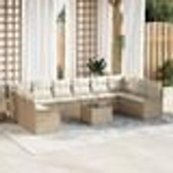 vidaXL Ensemble de canapé de jardin 11 pièces avec coussins en rotin synthétique beige
