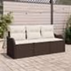 vidaXL Ensemble de Canapé de Jardin 3 Pièces avec Coussins Marron Poly Rattan