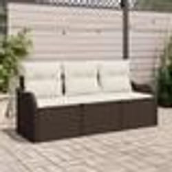 vidaXL Ensemble de Canapé de Jardin 3 Pièces avec Coussins Marron Poly Rattan