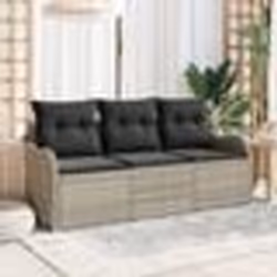 vidaXL Ensemble de canapé de jardin 3 pièces avec coussins gris clair en rotin PE