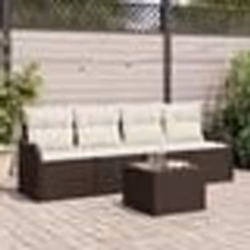 Ensemble de canapé de jardin vidaXL 5 pièces avec coussins en rotin marron