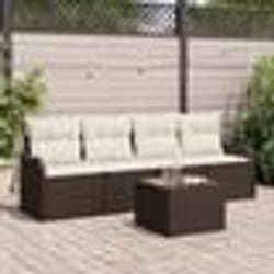 Ensemble de canapé de jardin vidaXL 5 pièces avec coussins en rotin marron