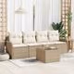 Ensemble de Sofa de Jardin 5 Pièces avec Coussins Rotin Synthétique Beige