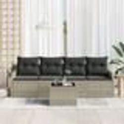Ensemble de canapés de jardin 5 pièces avec coussins Gris clair Poly Rotin
