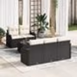 Set de 6 canapés de jardin vidaXL avec coussins en poly rattan noir
