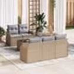 vidaXL Set de canapés de jardin 6 pièces avec coussins en poly rotin beige