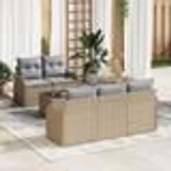 vidaXL Set de canapés de jardin 6 pièces avec coussins en poly rotin beige