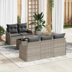 vidaXL Ensemble de canapé de jardin 6 pcs Gris clair Poly rotin