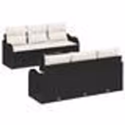 vidaXL Ensemble de canapé de jardin 7 pièces avec coussins Noir Poly Rattan