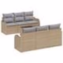 vidaXL Ensemble 7 pièces de canapé jardin avec coussins en poly rotin beige