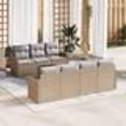 Ensemble de canapé de jardin 8 pièces avec coussins Beige Poly Rotin