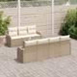Canapé de jardin vidaXL 8 pièces avec coussins beige poly rotin