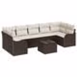 Ensemble de canapé de jardin 8 pièces vidaXL avec coussins marron en poly rattan