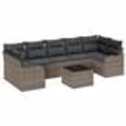 Ensemble de Sofa de Jardin 8 Pièces avec Coussins Gris Rattan Synthétique