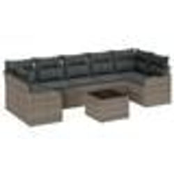 Ensemble de Sofa de Jardin 8 Pièces avec Coussins Gris Rattan Synthétique