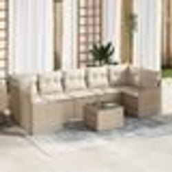 Set de canapé de jardin 8 pièces vidaXL avec coussins beige en polyrotin