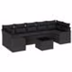 Ensemble de Canapé de Jardin 8 Pièces avec Coussins Noir Poly Rattan