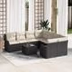 Ensemble de canapé de jardin 9 pièces vidaXL avec coussins noir poly rotin
