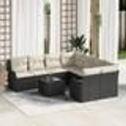 Ensemble de canapé de jardin 9 pièces vidaXL avec coussins noir poly rotin