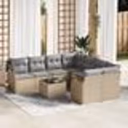 vidaXL Canapé de Jardin 9 Pièces avec Coussins Beige Rattan Poly