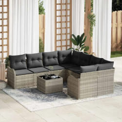 vidaXL Ensemble de canapé de jardin 9 pcs Gris clair 55 x 55 x 37 cm