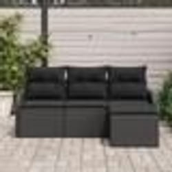 Ensemble de Canapés de Jardin VidaXL 4 pièces avec Coussins Noir Poly Rattan