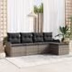 Set de Canapé de Jardin vidaXL 5 Pièces avec Coussins Gris en Poly Rattan