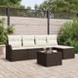 Set de 5 pièces de canapé de jardin avec coussins gris en rotin synthétique