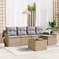 Ensemble de canapé de jardin 6 pièces avec coussins en rattan poly noir
