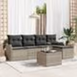 Ensemble de canapé de jardin vidaXL 6 pièces avec coussins en rotin poly gris
