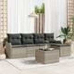 Ensemble de canapé de jardin vidaXL 6 pièces avec coussins en rotin poly gris