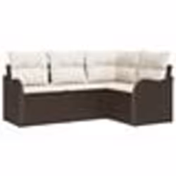 Ensemble de canapé de jardin 4 pièces avec coussins en poly rattan marron